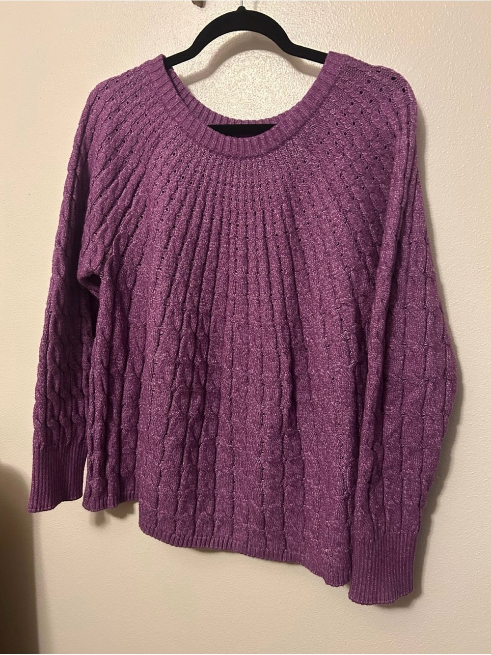 Lane Bryant Lavender Cable Knit Crewneck Sweater